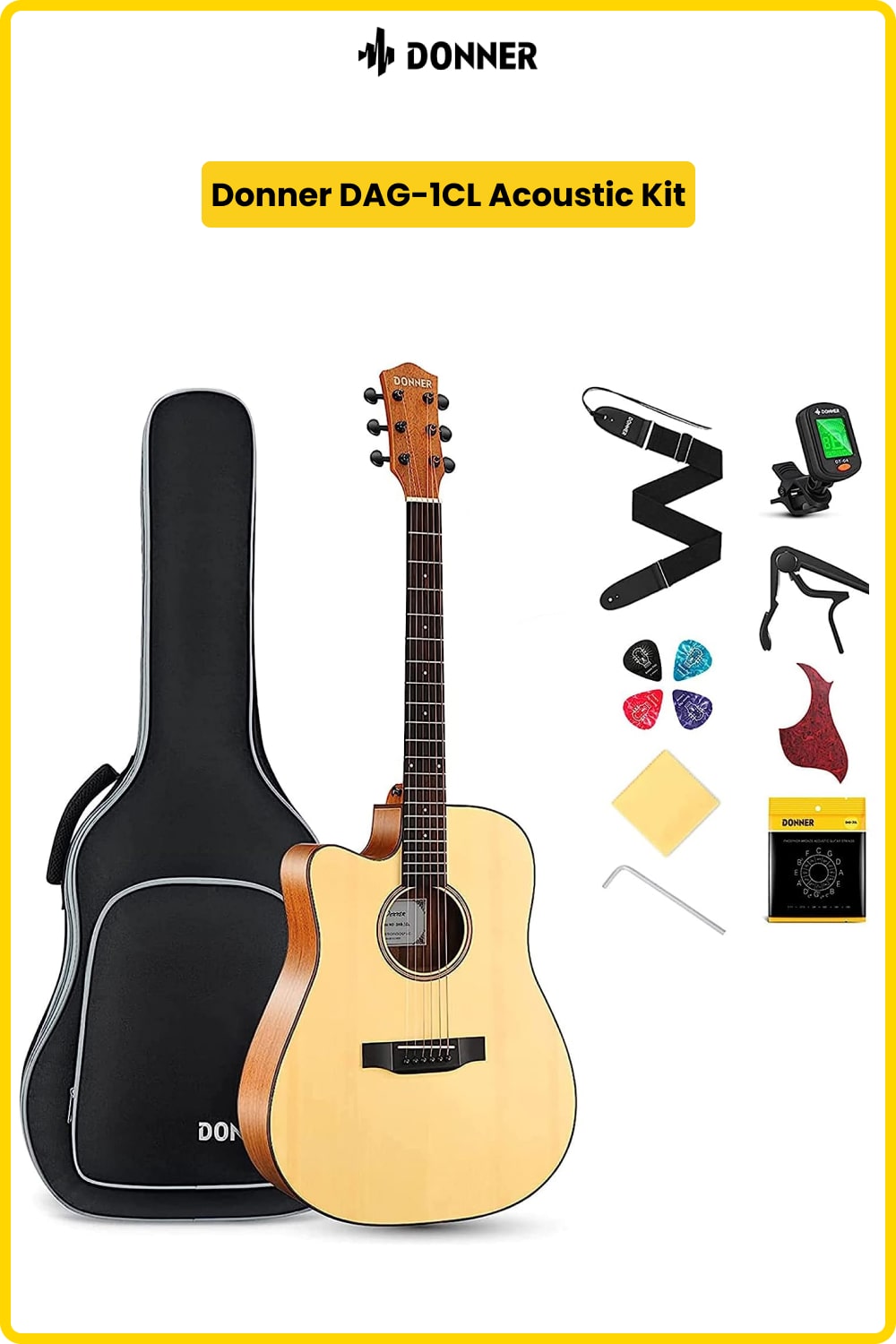 Left-Handed Donner DAG-1CL Acoustic Guitar Kit